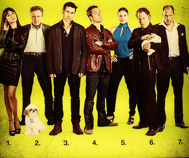 Olga Kurylenko, Christopher Walken, Colin Farrell, Sam Rockwell, Abbie Cornish, Tom Waits and Woody Harrelson in Seven Psychopaths!