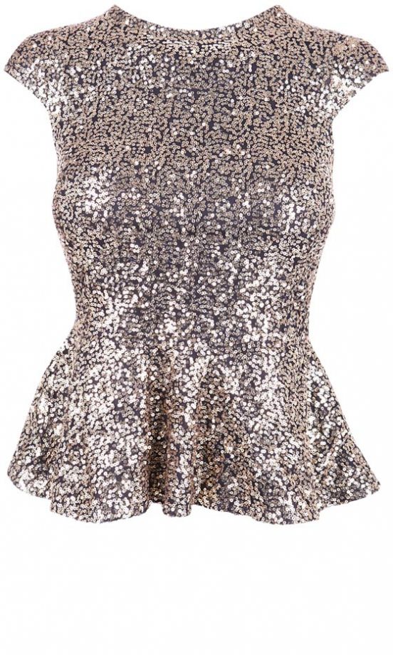 Fashion Union Gold Sequin Peplum Top, £22