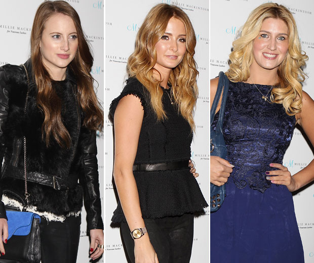 Rosie Fortescue and Cheska Hull rocked up to Millie Mackintosh's lashes launch last night