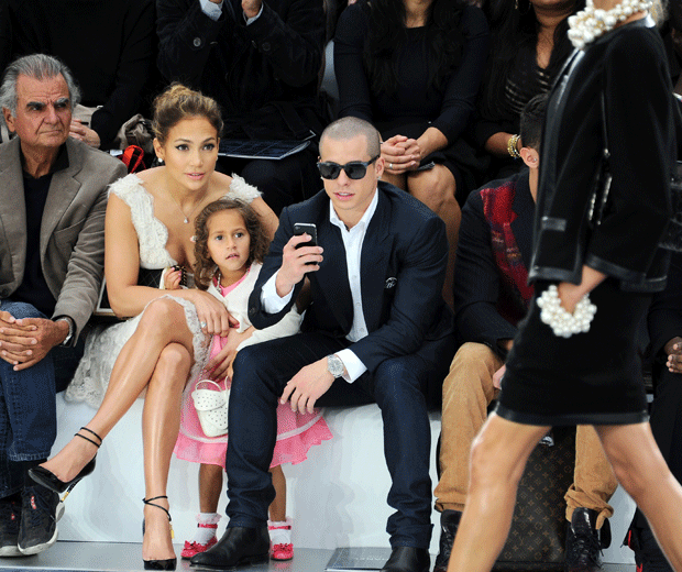 Jennifer Lopez and her daughter Emme sit front row at the Chanel SS13 show at Paris Fashion Week