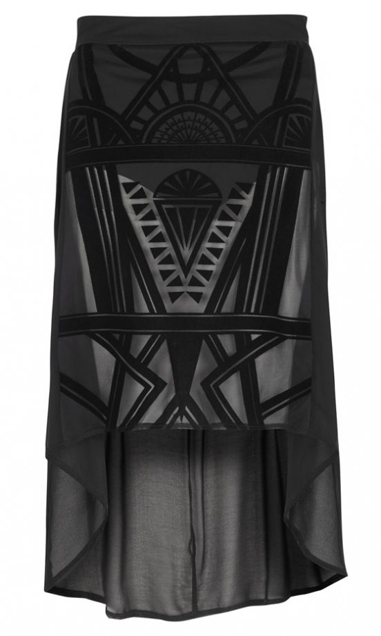 Primark Limited Edition Flocked Panel Dip Hem Skirt, £16