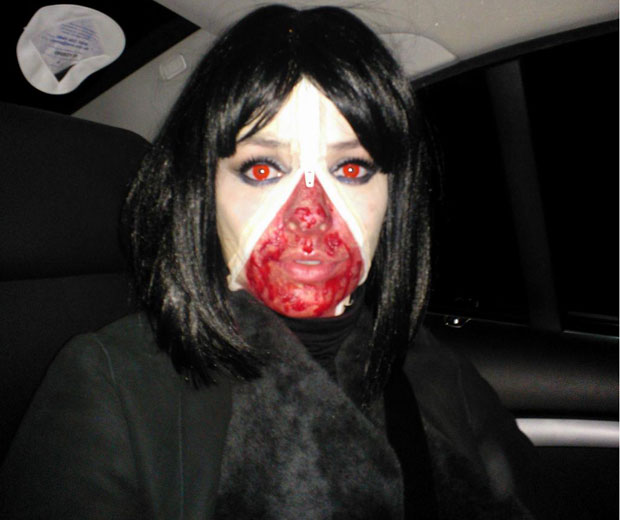 Holly Willoughby dressed up as a creepy 'unzipped' character for Halloween