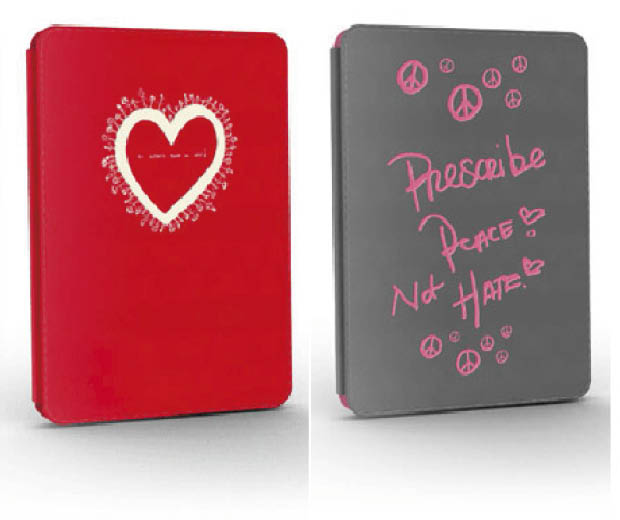 Charity Kindle covers designed by Charlize Theron, left, and Katy Perry, right, for organisation Whatever It Takes