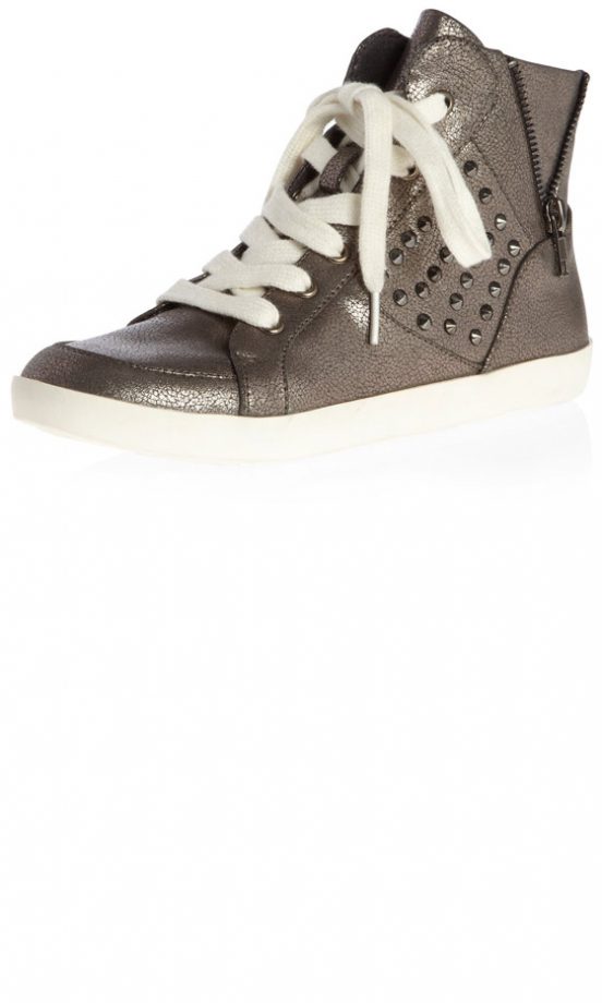 SS13 Fashion Trends: Metallics - Dorothy Perkins Pewter Stud Hi Top Shoes, £35
