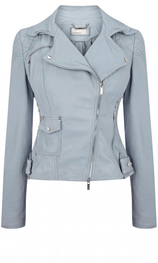 SS13 Fashion Trends: Pastels - Karen Millen Blue Leather Jacket, £325