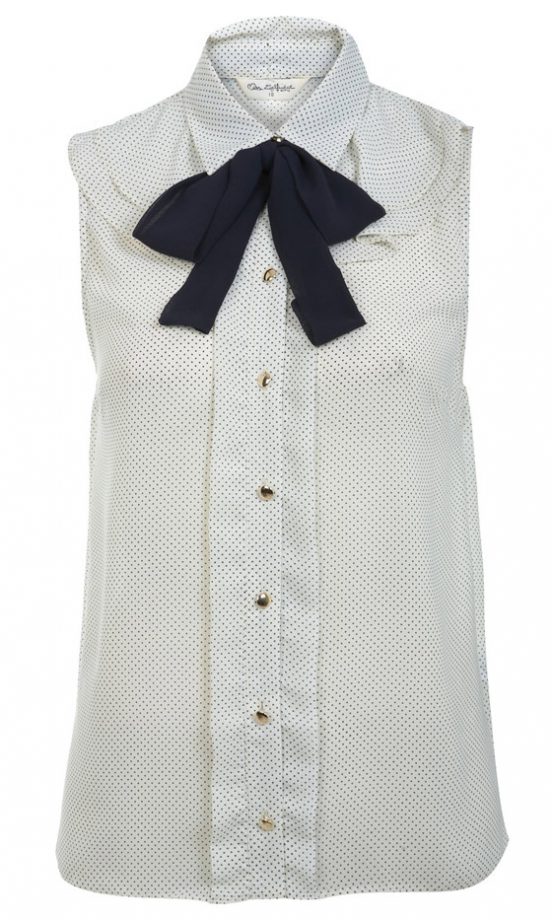 Miss Selfridge Spot Tie Neck Ruffle Blouse, £32