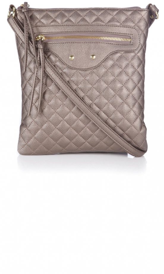 SS13 Fashion Trends: Metallics - Wallis Bronze Quilted Cross Body Bag, £16
