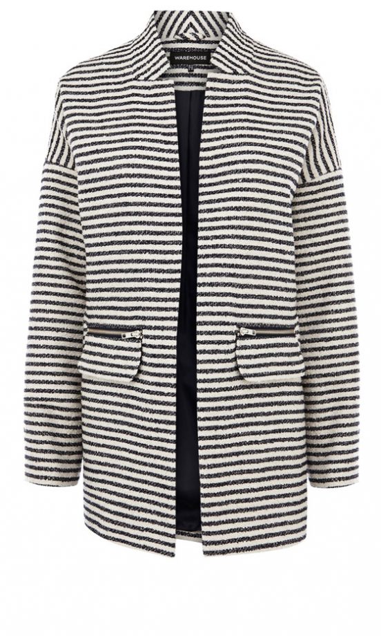 Warehouse Stripe Biker Coat, £75