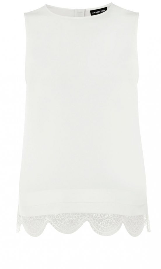 SS13 Fashion Trends: White - Warehouse Lace Trim Top, £32