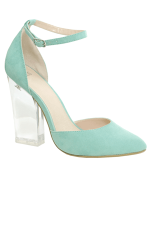 Shop Asos Turquoise Perspex Heels Now!