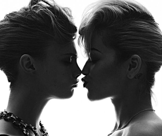 Cara Delevingne and Rita Ora pucker up in the intimate shoot for Rankin