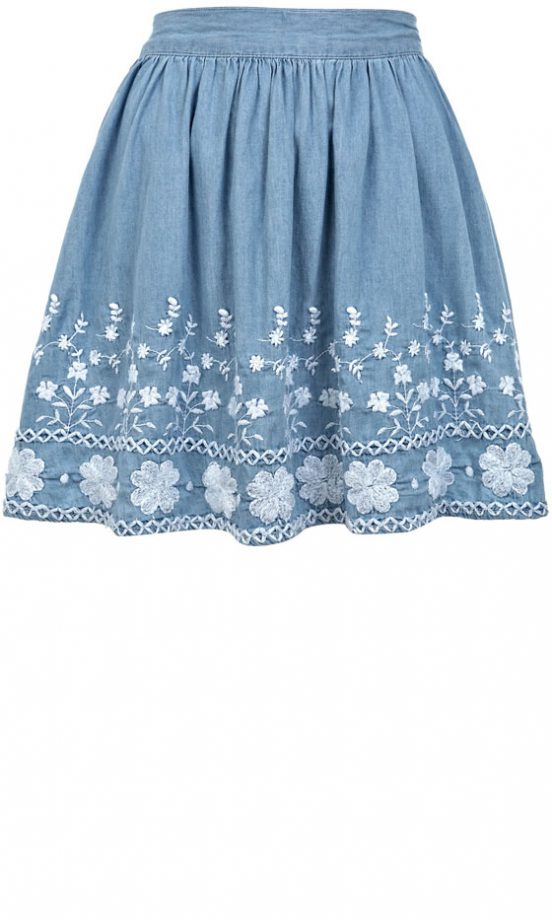 Miss Selfridge Embroidered Skater Skirt, £35