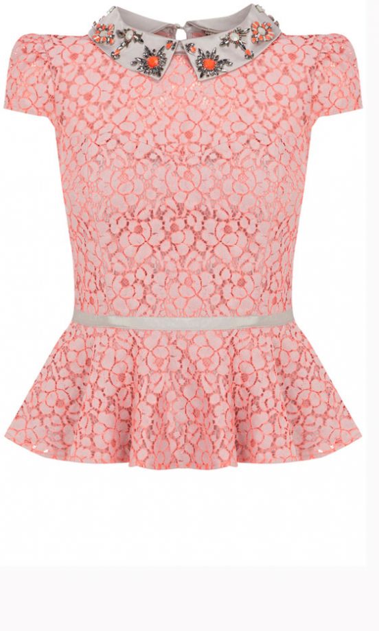 Karen Millen Embellished Peplum Top, £125