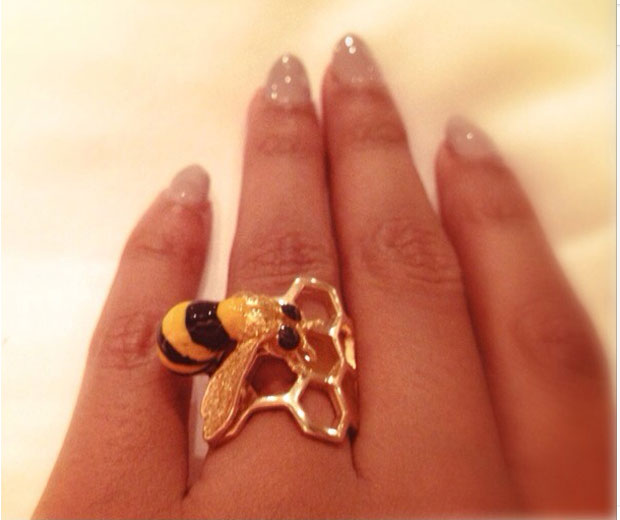 Beyonce shows off her bling bling insect ring on Instagram