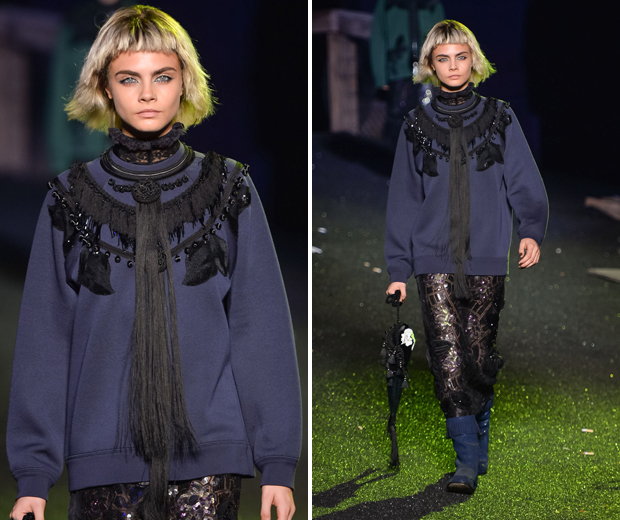 Cara models for Marc Jacobs' SS14 show at New York Fashion Week 2013