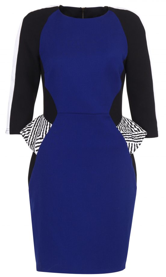 River Island AW13 Blue & Black Peplum Dress