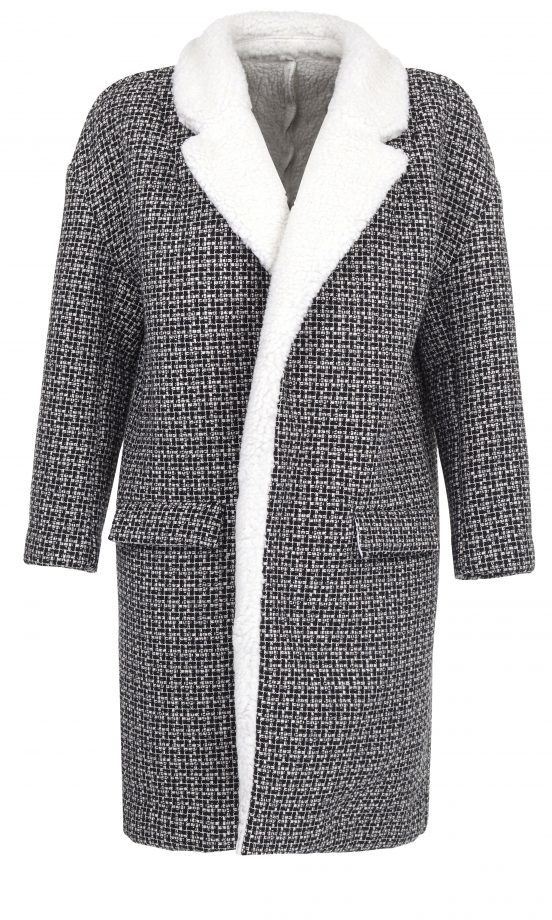 River Island AW13 Tweed Style Coat With White Fur Trim