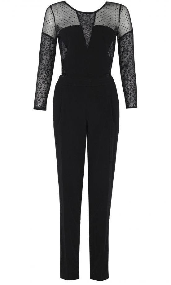 River Island AW13 Black Jumpsuit With Sheer Detail