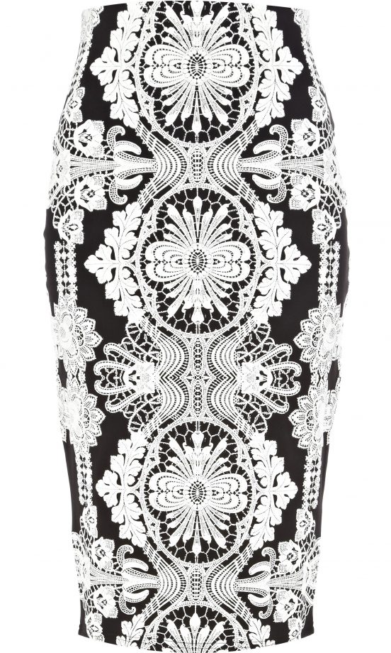 River Island AW13 Black And White Print Midi Skirt