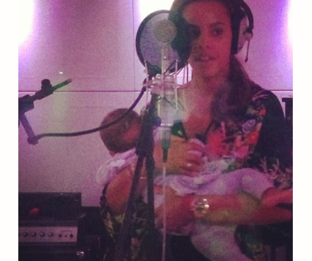 Rochelle shares a snap of her and Alaia-Mai in the studio