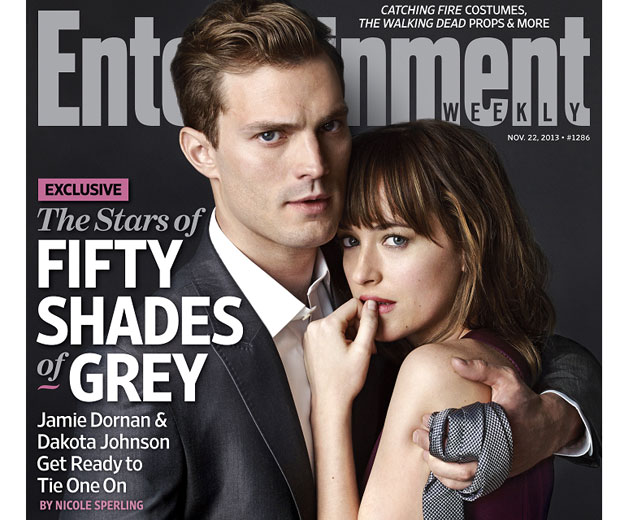 Jamie and Dakota cosy up for their very first 50 Shades' shoot