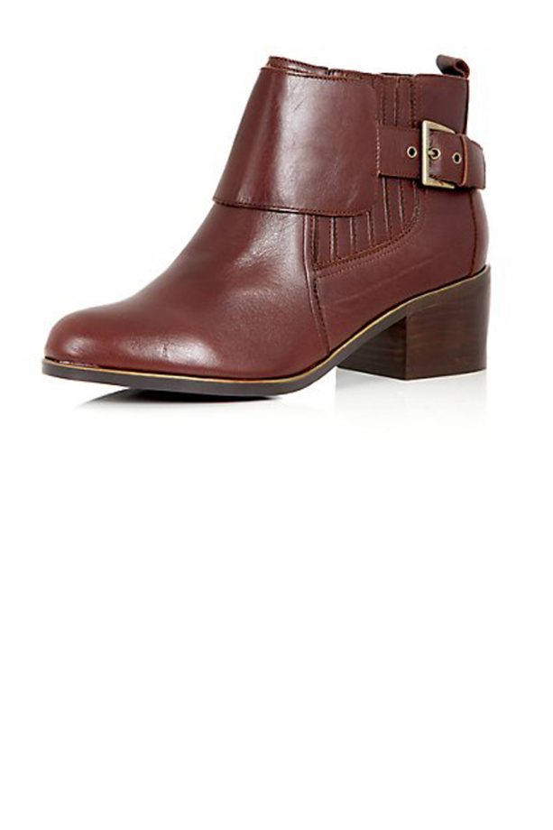 New Look Limited Brown Leather Metal Trim Panel Strap Ankle Boots, £49.99