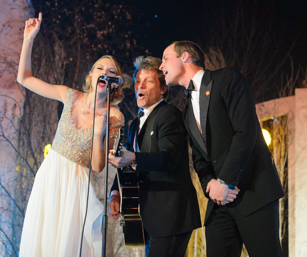 Prince William and Taylor rock out on stage with Bon Jovi