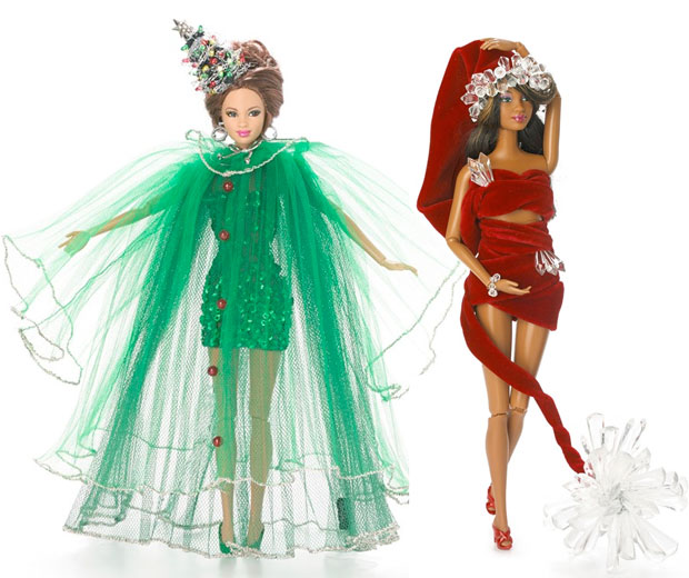 Barbie is styled up for Christmas with custom designer outfits