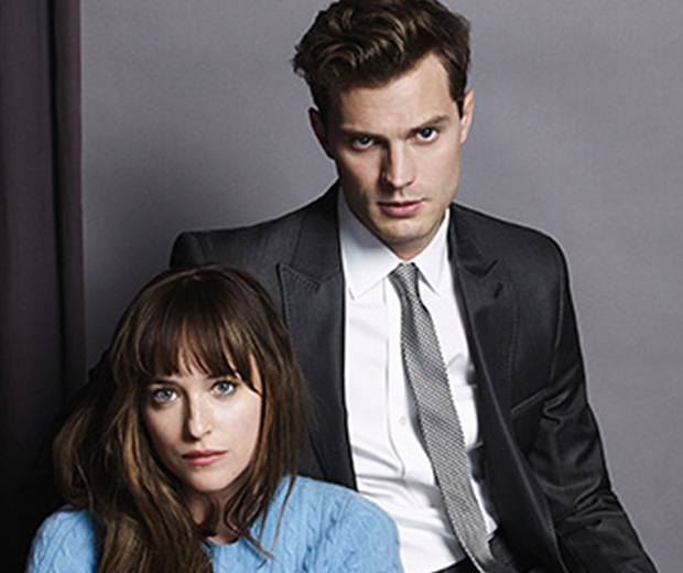 One of the first pictures of Dakota and Jamie in character for Fifty Shades