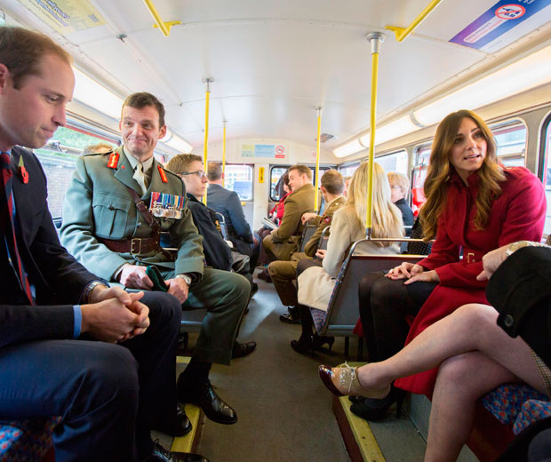 Kate Middleton and Prince William take the bus in London