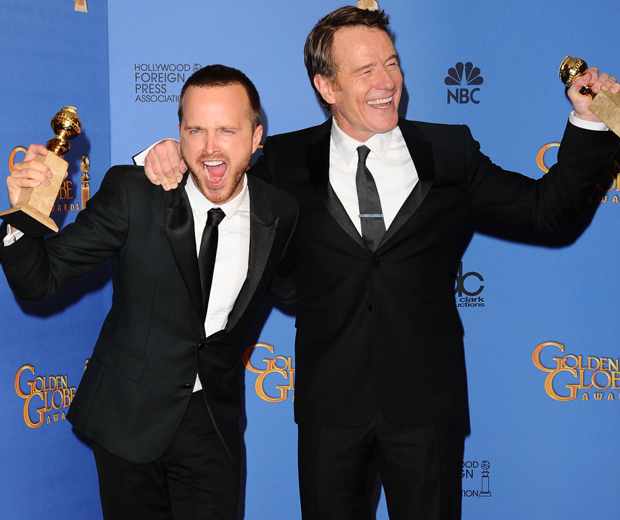 Breaking Bad's Jesse and Walter celebrate their big Golden Globes wins