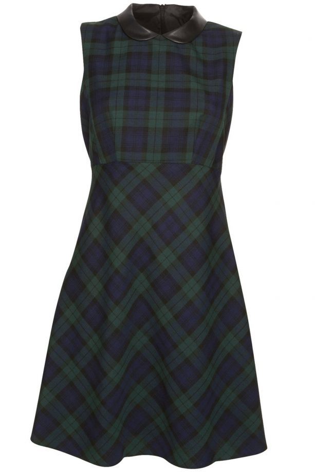 F&F Leather-Look Collar Checked Dress, £25