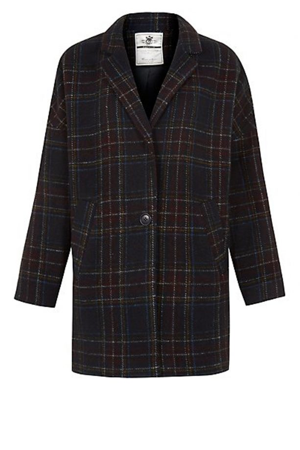 New Look Black Check Boyfriend Coat, £54.99