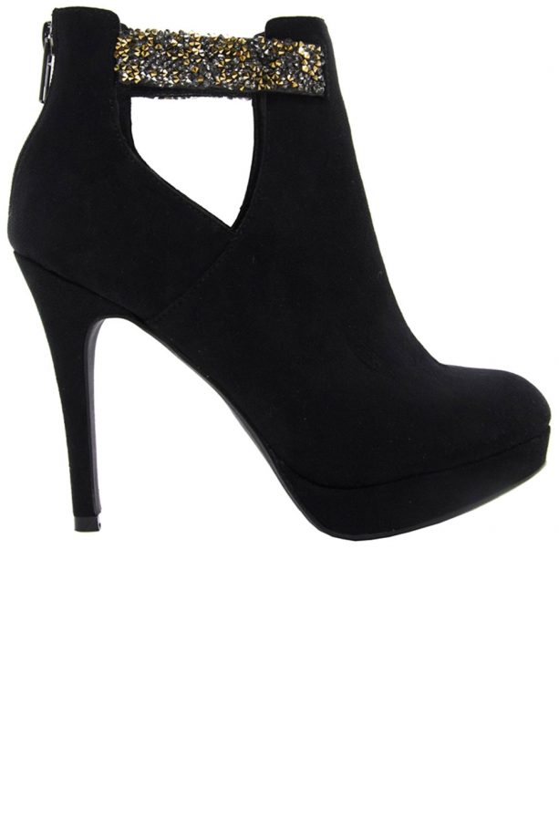 New Look Black Emerald Sparkle Heeled Ankle Boots, £29.99