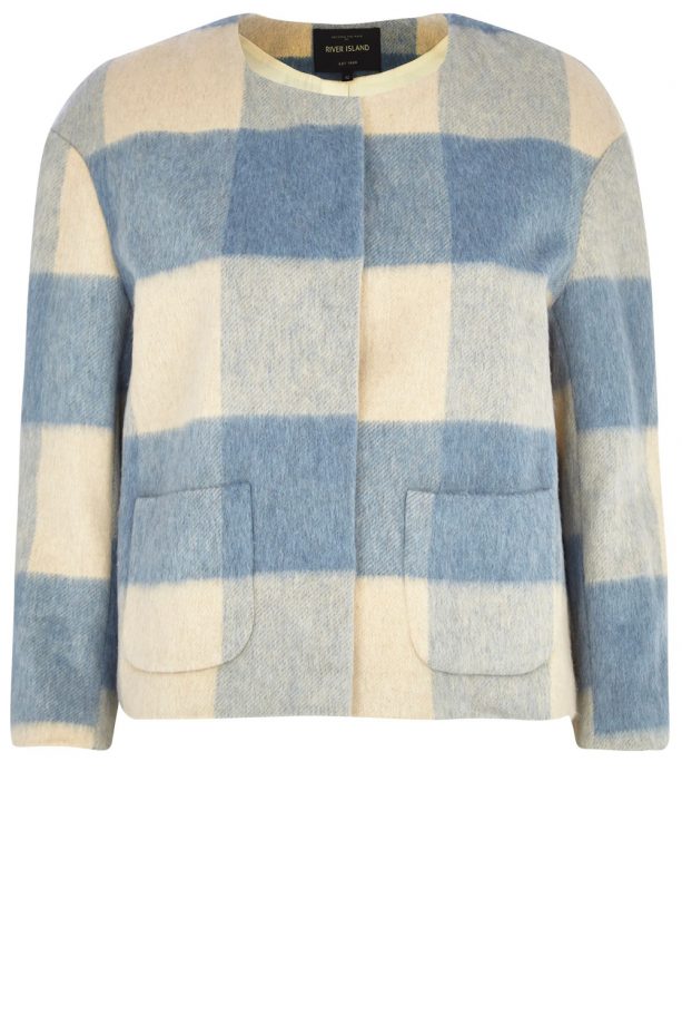 River Island Blue Brushed Check Cropped Jacket, £60
