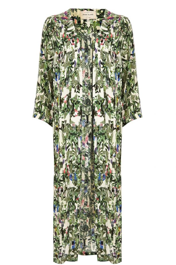 River Island Green Floral Bird Print Maxi Kimono, £55