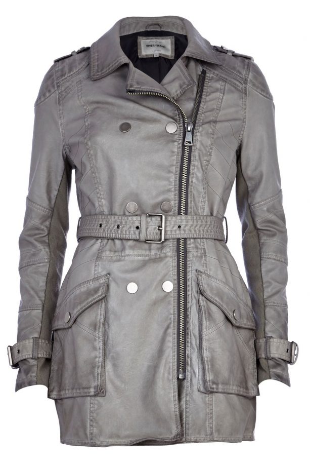 River Island Grey Leather Trench Coat, £65