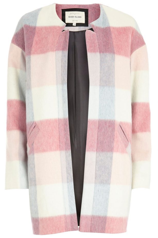 River Island Pink Brushed Check Coat, £80