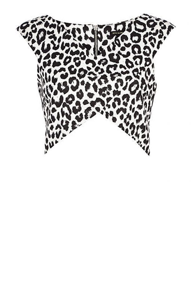 River Island White Animal Print Crop Top, £20