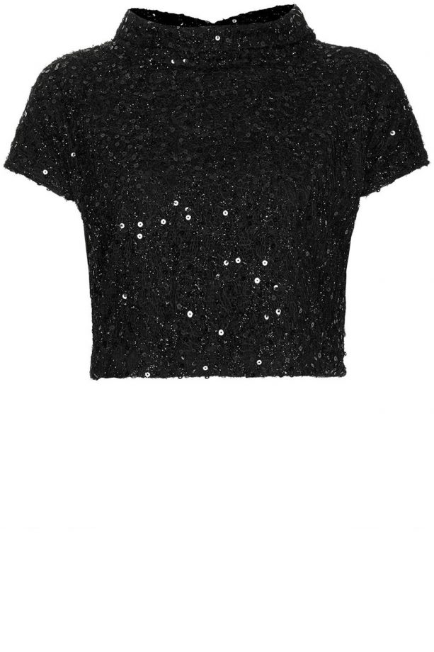 Topshop Knitted Sequin High Neck Top, £42