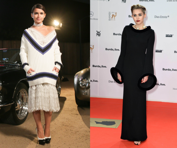 Miley Cyrus and Miroslava Duma wear pearl accessories