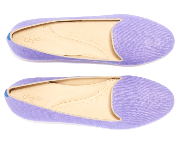 Lavender slippers from celeb-loved Parisian shoe brand Chatelles