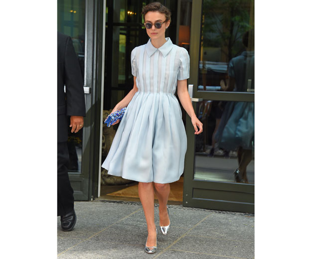 Keira Knightley wows in powder blue dress in NYC