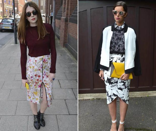 Our street stylers are loving printed pencil skirts