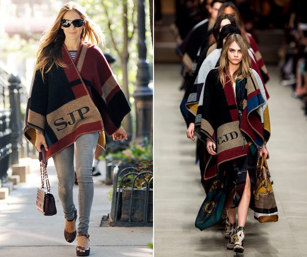 Sarah Jessica Parker in Burberry's personalised poncho