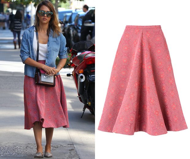 Get Jessica Alba's ladylike skirt on the high street
