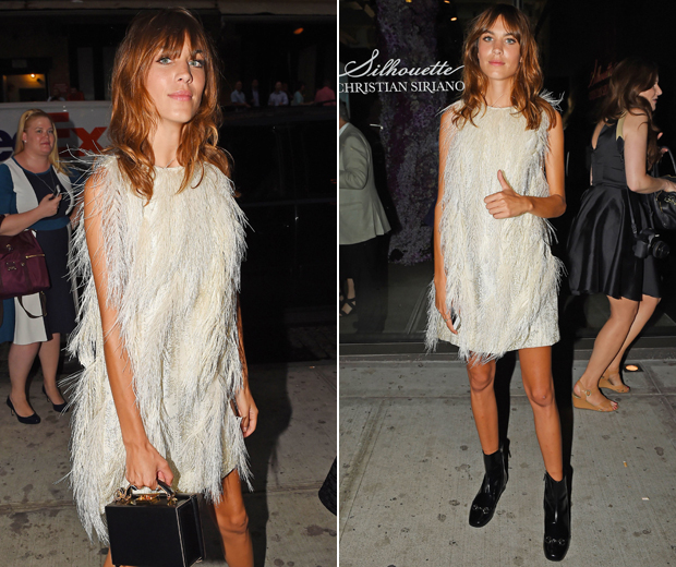 Alexa works one fabulous ostrich feather frock at the Christian Siriano frangrance launch in New York