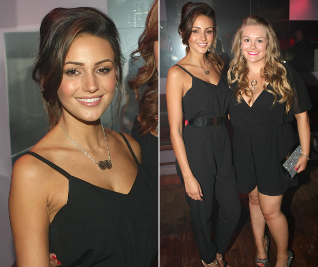 Michelle Keegan works a hot black jumpsuit at Pussycats nightclub