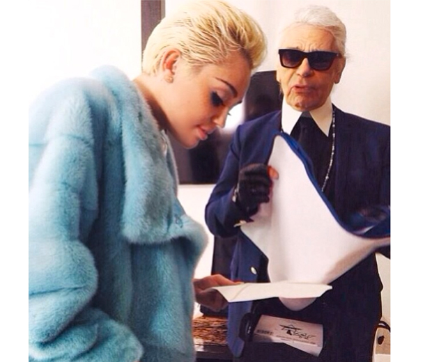 Miley Cyrus shares an Instagram snap of her and Chanel head Karl Lagerfeld
