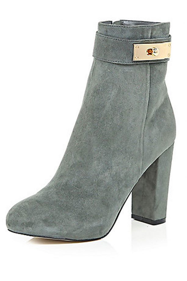 River Island Grey Suede Lock Detail Ankle Boots, £75